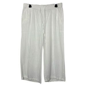 100% Linen White Cropped Pants